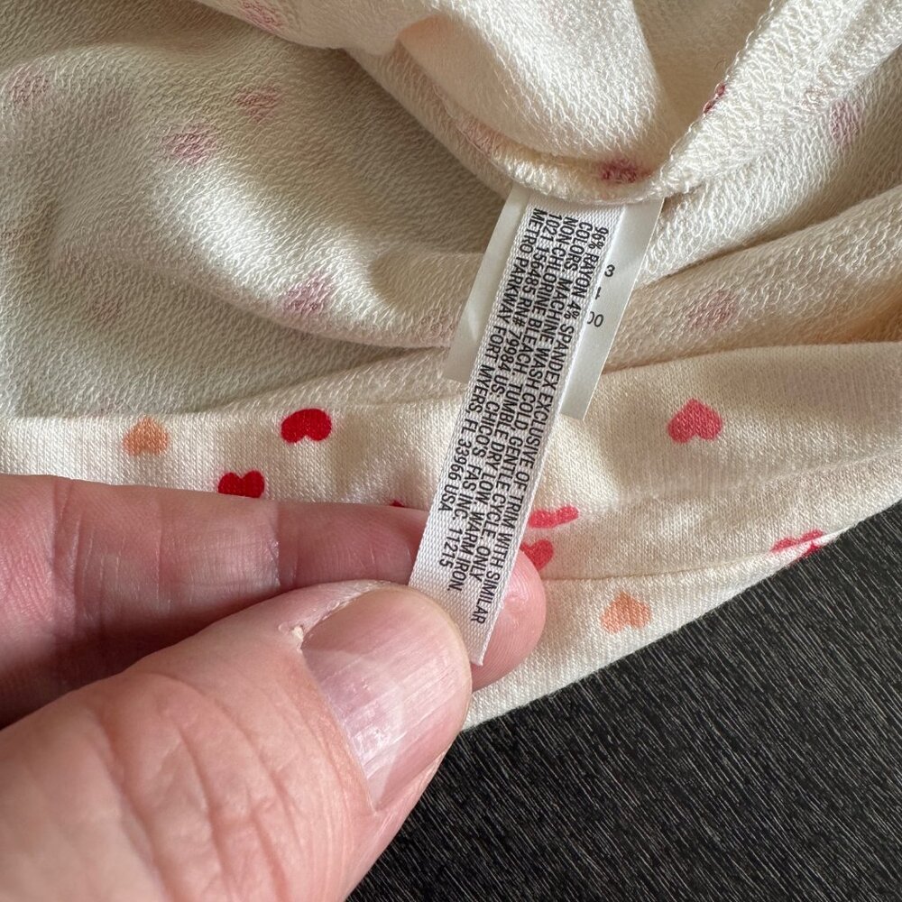 Soma Intimate Women's Heart Print LS Lounge Top, Size M NWT (Top Only) - Picture 6 of 8